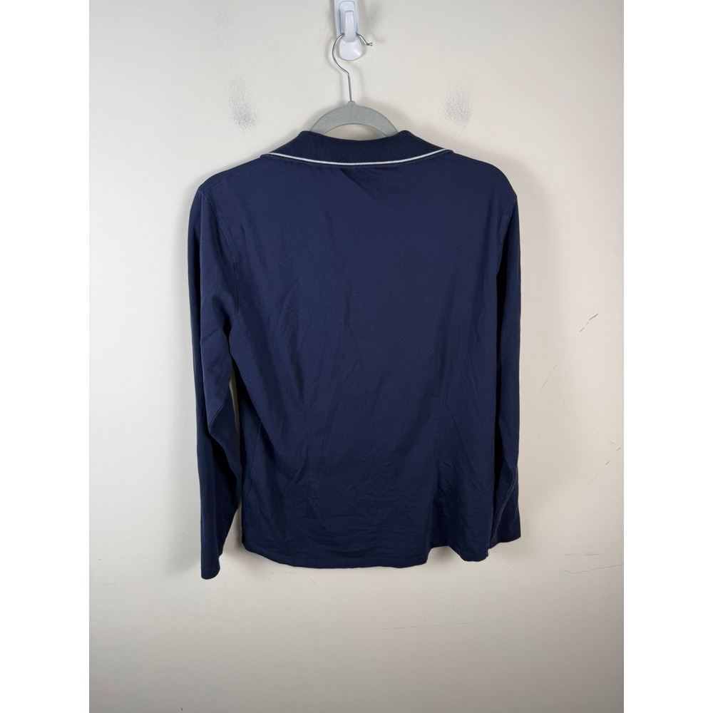 State and Liberty Mens Buttonless Long Sleeve Polo Navy Blue Athletic Fit Size M - Picture 3 of 5